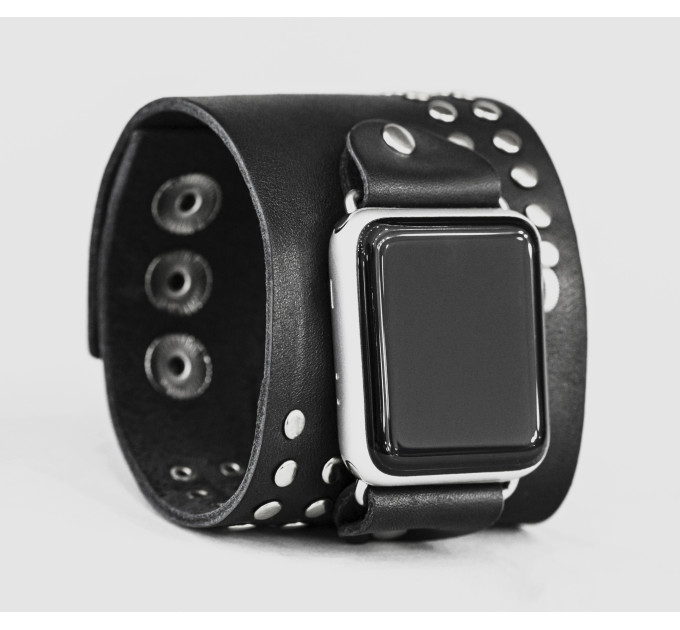 wide Leather cuff band compatible with Apple watch 38mm 40mm 41mm 42mm 44mm 45mm 49mm, Handmade UA code 1070