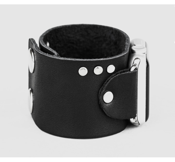 wide stud Leather cuff band compatible with Apple watch 38mm 40mm 41mm 42mm 44mm 45mm 49mm, Handmade UA code 1071