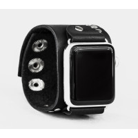 wide stud Leather cuff band compatible with Apple watch 38mm 40mm 41mm 42mm 44mm 45mm 49mm, Handmade UA code 1071