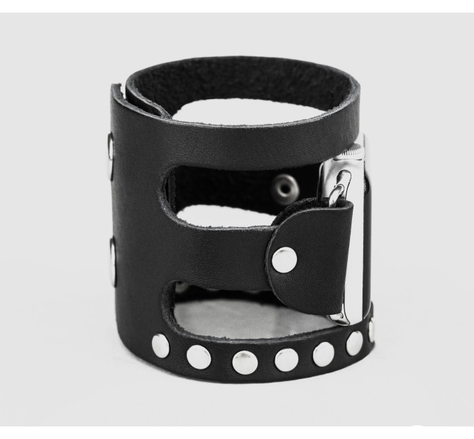 wide stud Leather cuff band compatible with Apple watch 38mm 40mm 41mm 42mm 44mm 45mm 49mm, Handmade UA code 1080
