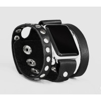 wide stud Leather cuff band compatible with Apple watch 38mm 40mm 41mm 42mm 44mm 45mm 49mm, Handmade UA code 1080