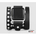 wide stud Leather cuff band compatible with Apple watch 38mm 40mm 41mm 42mm 44mm 45mm 49mm, Handmade UA code 1080