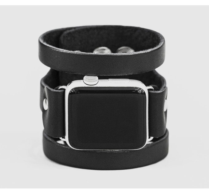wide Leather cuff band compatible with Apple watch 38mm 40mm 41mm 42mm 44mm 45mm 49mm, Handmade UA code 1081