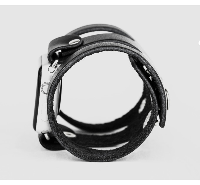 wide Leather cuff band compatible with Apple watch 38mm 40mm 41mm 42mm 44mm 45mm 49mm, Handmade UA code 1081