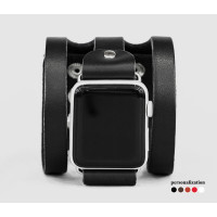 wide Leather cuff band compatible with Apple watch 38mm 40mm 41mm 42mm 44mm 45mm 49mm, Handmade UA code 1081