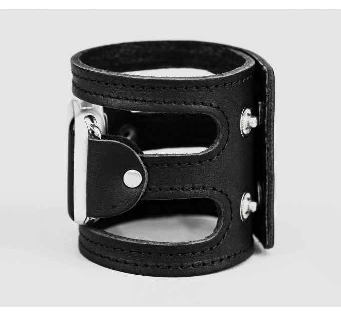 wide stitched Leather cuff band compatible with Apple watch 38mm 40mm 41mm 42mm 44mm 45mm 49mm, Handmade UA code 1081st