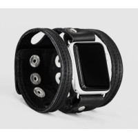 wide stitched Leather cuff band compatible with Apple watch 38mm 40mm 41mm 42mm 44mm 45mm 49mm, Handmade UA code 1081st