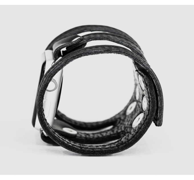 wide stitched Leather cuff band compatible with Apple watch 38mm 40mm 41mm 42mm 44mm 45mm 49mm, Handmade UA code 1081st