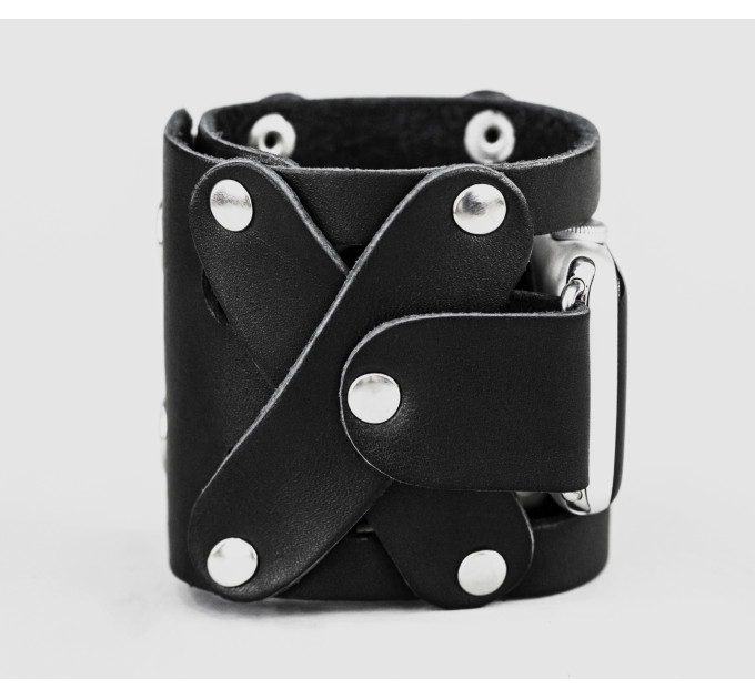 wide Leather cuff band compatible with Apple watch 38mm 40mm 41mm 42mm 44mm 45mm 49mm, Handmade UA code 1085