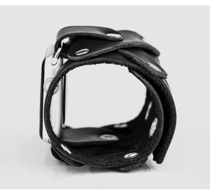 wide Leather cuff band compatible with Apple watch 38mm 40mm 41mm 42mm 44mm 45mm 49mm, Handmade UA code 1085