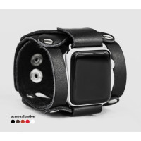 wide stud Leather cuff band compatible with Apple watch 38mm 40mm 41mm 42mm 44mm 45mm 49mm, Handmade UA code 1085
