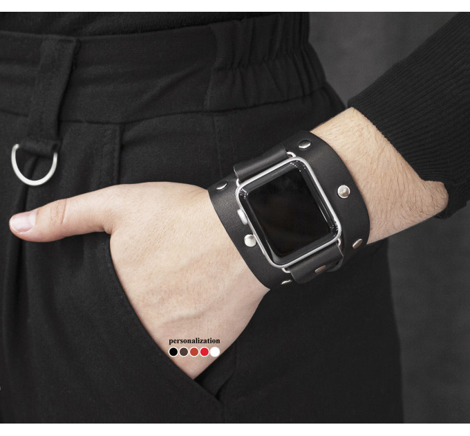 stud Leather double wrap band strap compatible with Apple watch 38mm 40mm 41mm 42mm 44mm 45mm 49mm, Handmade UA code 1090