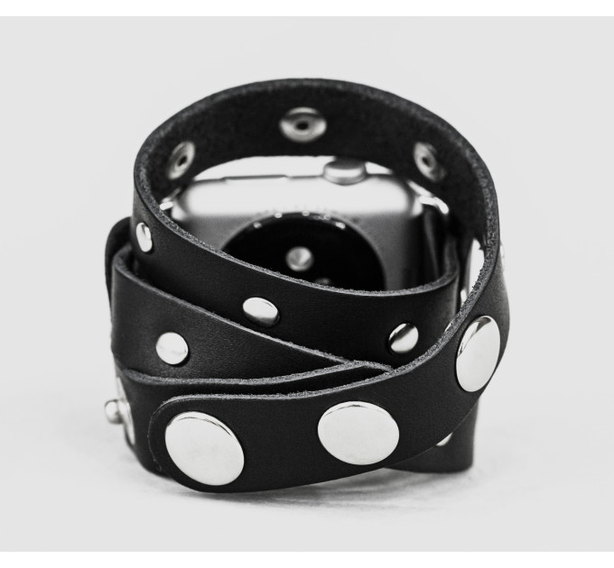 stud Leather double wrap band strap compatible with Apple watch 38mm 40mm 41mm 42mm 44mm 45mm 49mm, Handmade UA code 1090