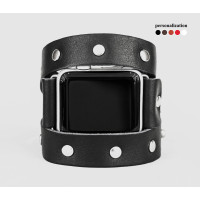 stud Leather double wrap band strap compatible with Apple watch 38mm 40mm 41mm 42mm 44mm 45mm 49mm, Handmade UA code 1090