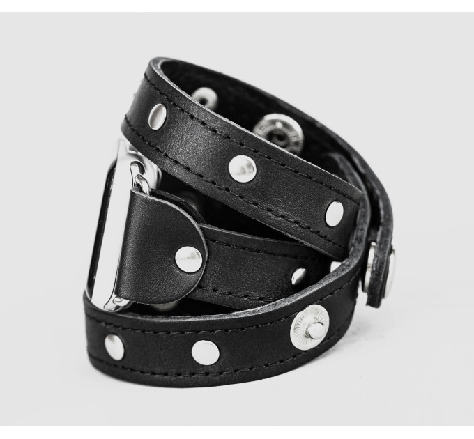 stud Leather double wrap band strap compatible with Apple watch 38mm 40mm 41mm 42mm 44mm 45mm 49mm, Handmade UA code 1090st