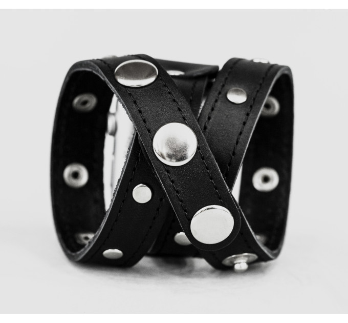 stud Leather double wrap band strap compatible with Apple watch 38mm 40mm 41mm 42mm 44mm 45mm 49mm, Handmade UA code 1090st