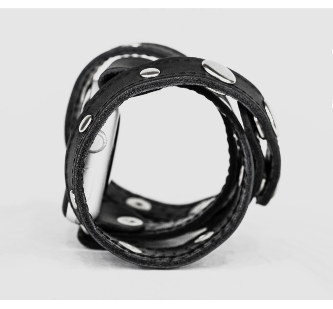 stud Leather double wrap band strap compatible with Apple watch 38mm 40mm 41mm 42mm 44mm 45mm 49mm, Handmade UA code 1090st