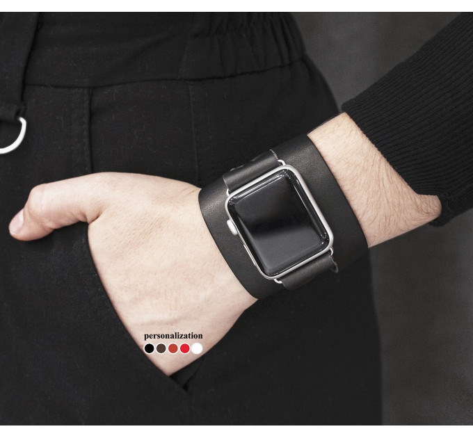 Leather double wrap band strap compatible with Apple watch 38mm 40mm 41mm 42mm 44mm 45mm 49mm, Handmade UA code 1095