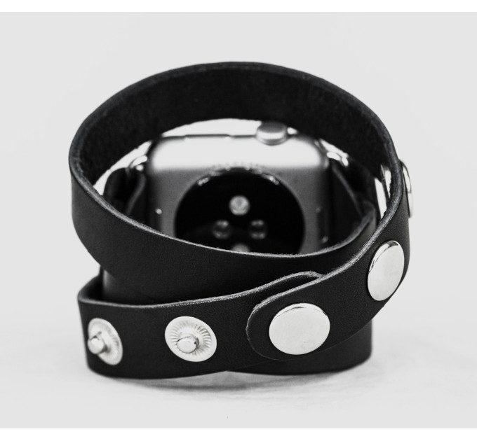 Leather double wrap band strap compatible with Apple watch 38mm 40mm 41mm 42mm 44mm 45mm 49mm, Handmade UA code 1095