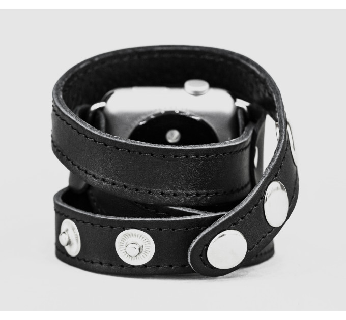 Leather double wrap band strap compatible with Apple watch 38mm 40mm 41mm 42mm 44mm 45mm 49mm, Handmade UA code 1095st