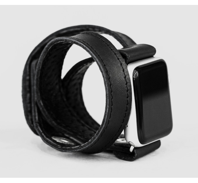 Leather double wrap band strap compatible with Apple watch 38mm 40mm 41mm 42mm 44mm 45mm 49mm, Handmade UA code 1095st