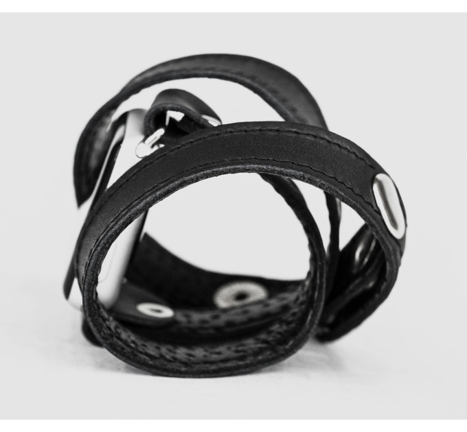 Leather double wrap band strap compatible with Apple watch 38mm 40mm 41mm 42mm 44mm 45mm 49mm, Handmade UA code 1095st