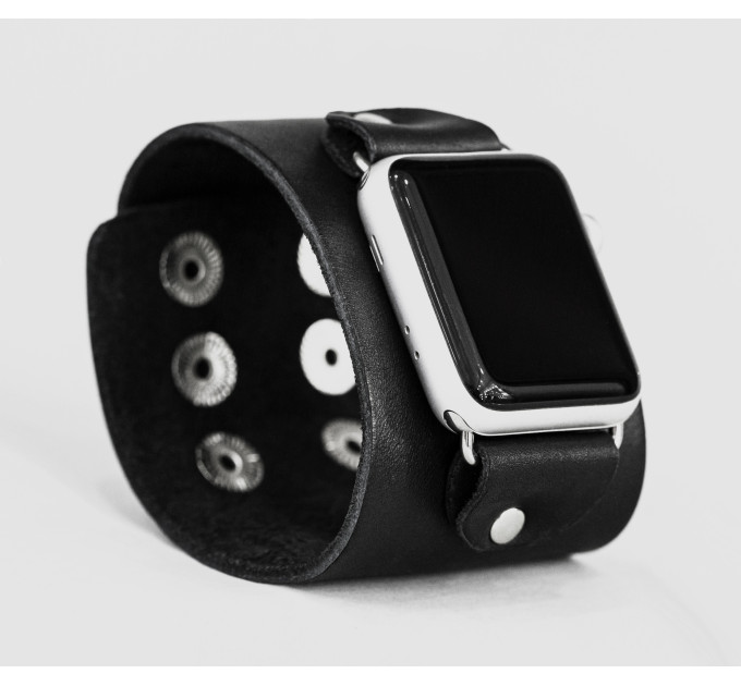 wide Leather cuff band compatible with Apple watch 38mm 40mm 41mm 42mm 44mm 45mm 49mm, Handmade UA code 1105