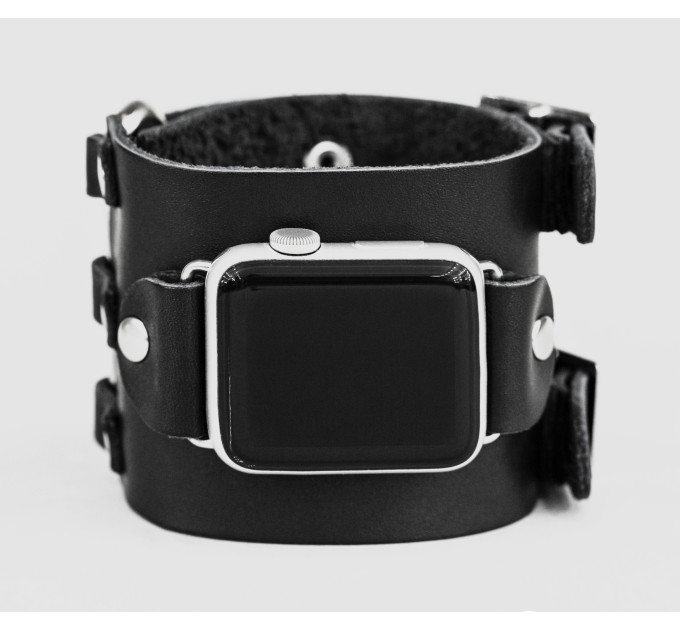Leather cuff band compatible with Apple watch 38mm 40mm 41mm 42mm 44mm 45mm 49mm, Handmade UA code 1107