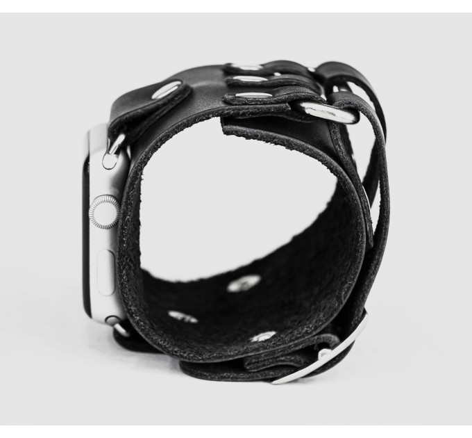 Leather cuff band compatible with Apple watch 38mm 40mm 41mm 42mm 44mm 45mm 49mm, Handmade UA code 1107