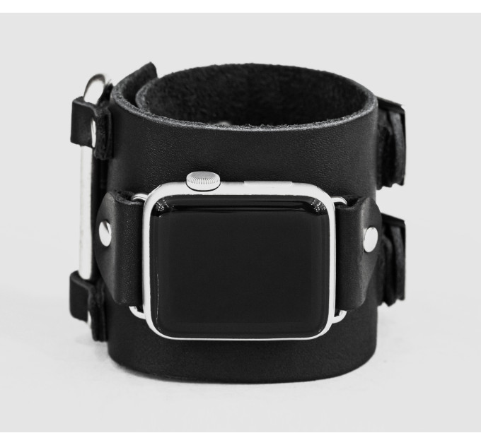Leather cuff band compatible with Apple watch 38mm 40mm 41mm 42mm 44mm 45mm 49mm, Handmade UA code 1108