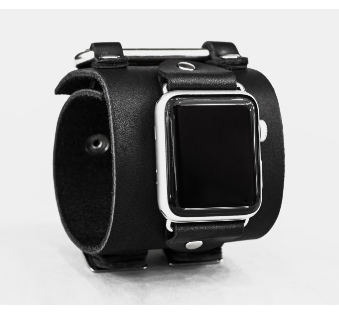 Leather cuff band compatible with Apple watch 38mm 40mm 41mm 42mm 44mm 45mm 49mm, Handmade UA code 1108