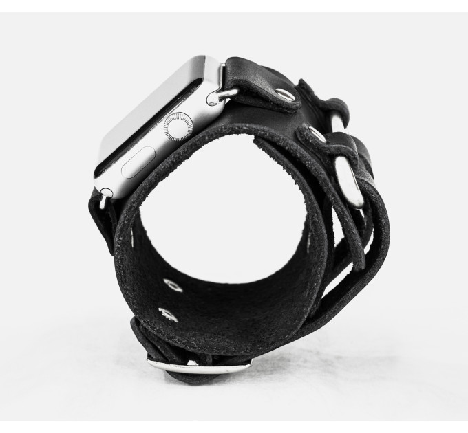 Leather cuff band compatible with Apple watch 38mm 40mm 41mm 42mm 44mm 45mm 49mm, Handmade UA code 1108