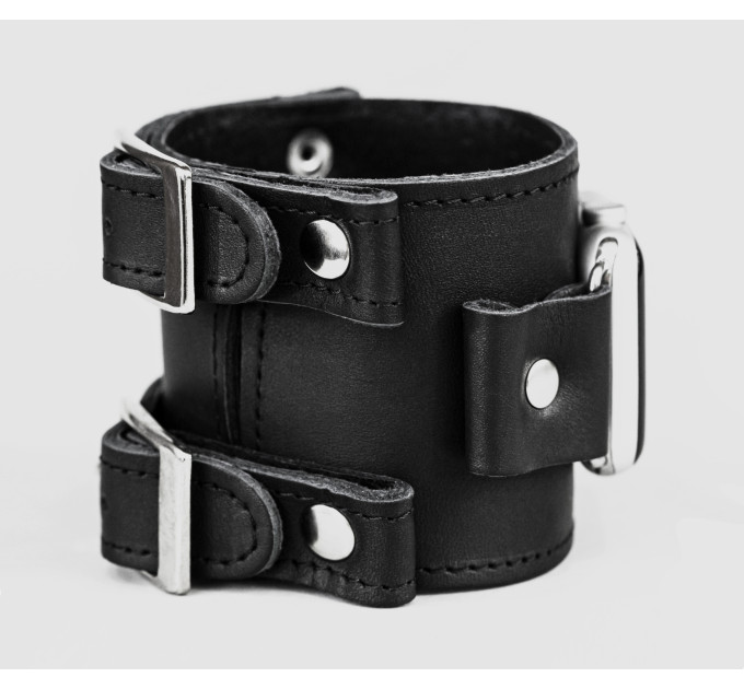 Leather cuff band compatible with Apple watch 38mm 40mm 41mm 42mm 44mm 45mm 49mm, Handmade UA code 1160st