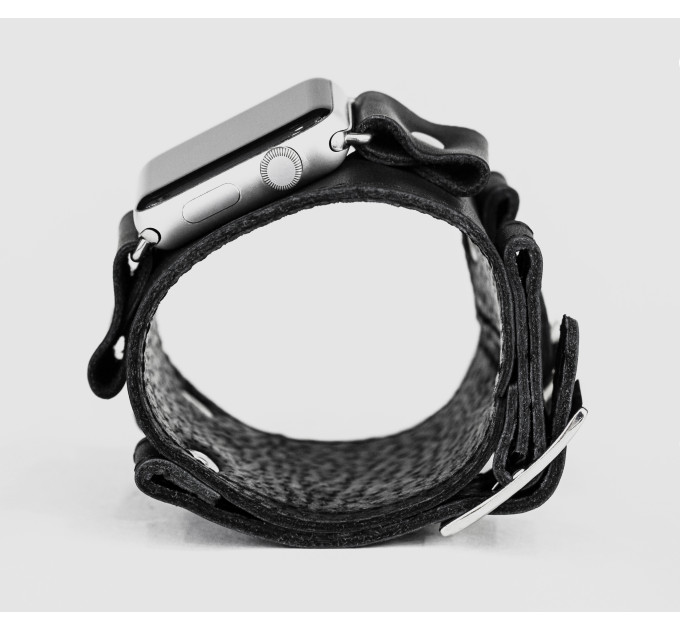 Leather cuff band compatible with Apple watch 38mm 40mm 41mm 42mm 44mm 45mm 49mm, Handmade UA code 1160st