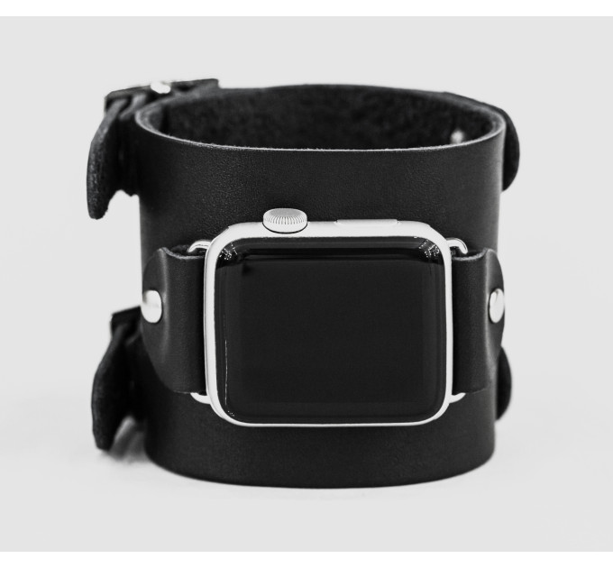 Leather cuff band compatible with Apple watch 38mm 40mm 41mm 42mm 44mm 45mm 49mm, Handmade UA code 1200