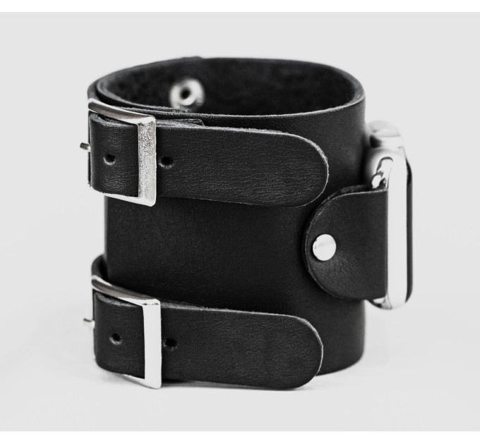 Leather cuff band compatible with Apple watch 38mm 40mm 41mm 42mm 44mm 45mm 49mm, Handmade UA code 1200