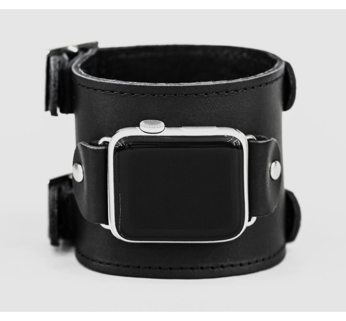 Leather cuff band compatible with Apple watch 38mm 40mm 41mm 42mm 44mm 45mm 49mm, Handmade UA code 1200st