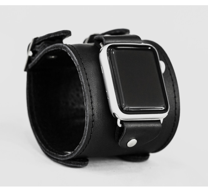Leather cuff band compatible with Apple watch 38mm 40mm 41mm 42mm 44mm 45mm 49mm, Handmade UA code 1200st