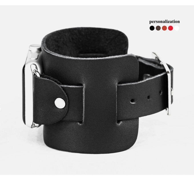 Leather cuff band compatible with Apple watch 38mm 40mm 41mm 42mm 44mm 45mm 49mm, Handmade UA code 1230
