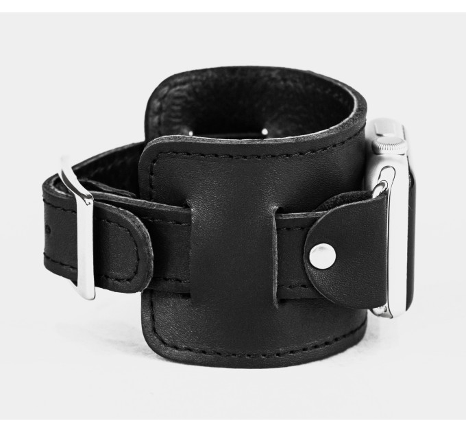 Leather cuff band compatible with Apple watch 38mm 40mm 41mm 42mm 44mm 45mm 49mm, Handmade UA code 1230st