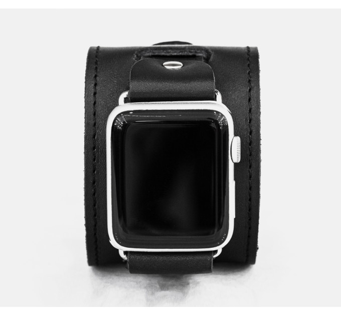 Leather cuff band compatible with Apple watch 38mm 40mm 41mm 42mm 44mm 45mm 49mm, Handmade UA code 1230st