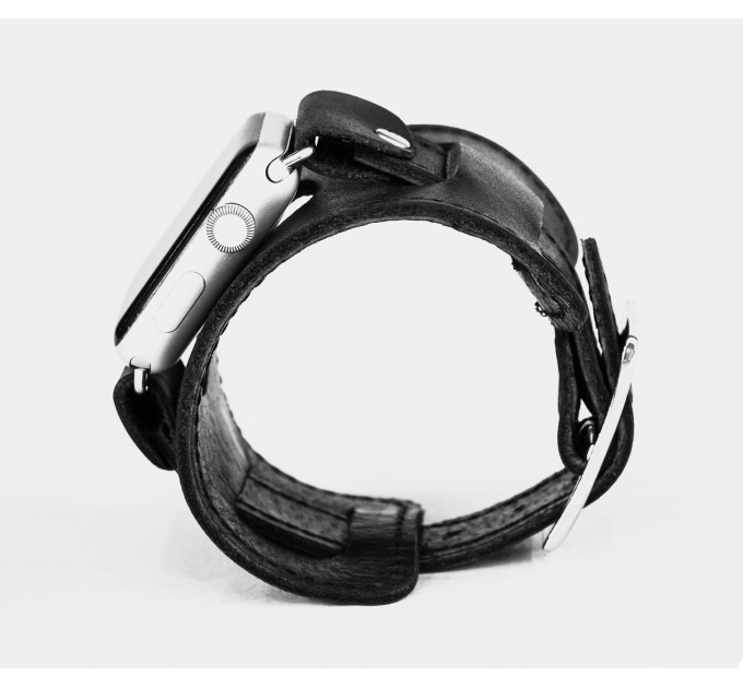 Leather cuff band compatible with Apple watch 38mm 40mm 41mm 42mm 44mm 45mm 49mm, Handmade UA code 1230st