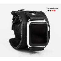 Leather cuff band compatible with Apple watch 38mm 40mm 41mm 42mm 44mm 45mm 49mm, Handmade UA code 1230st
