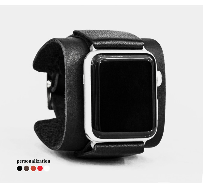 Leather cuff band compatible with Apple watch 38mm 40mm 41mm 42mm 44mm 45mm 49mm, Handmade UA code 1235