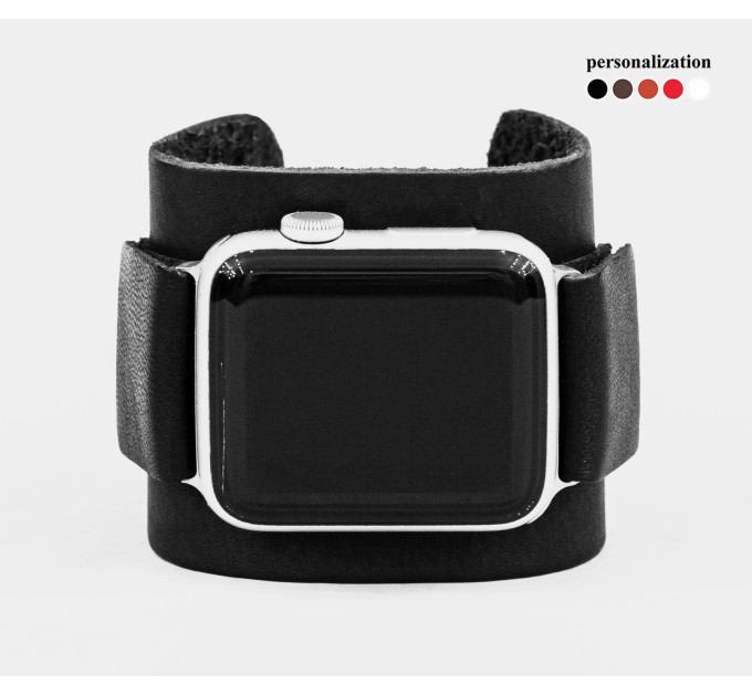 Leather cuff band compatible with Apple watch 38mm 40mm 41mm 42mm 44mm 45mm 49mm, Handmade UA code 1235