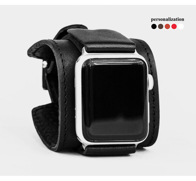 Leather cuff band compatible with Apple watch 38mm 40mm 41mm 42mm 44mm 45mm 49mm, Handmade UA code 1235st