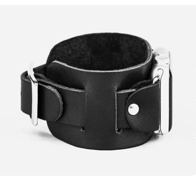 Leather cuff band compatible with Apple watch 38mm 40mm 41mm 42mm 44mm 45mm 49mm, Handmade UA code 1240