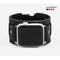 Leather cuff band compatible with Apple watch 38mm 40mm 41mm 42mm 44mm 45mm 49mm, Handmade UA code 1240st