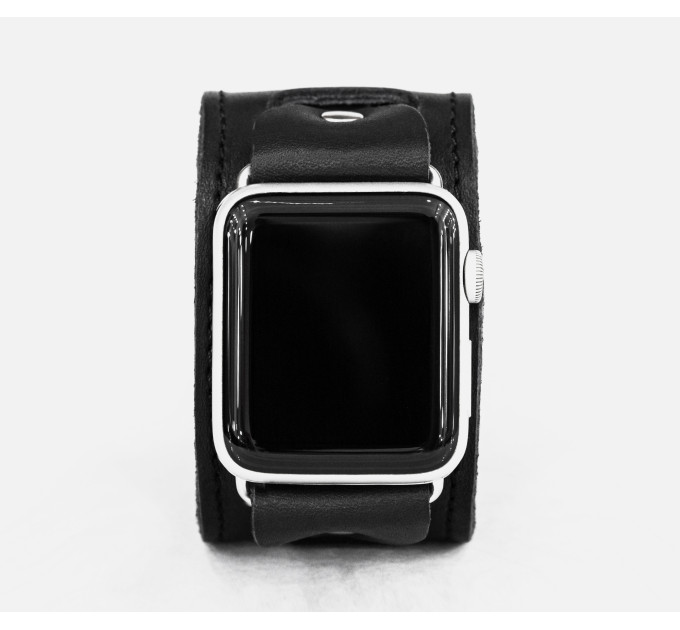 Leather cuff band compatible with Apple watch 38mm 40mm 41mm 42mm 44mm 45mm 49mm, Handmade UA code 1240st