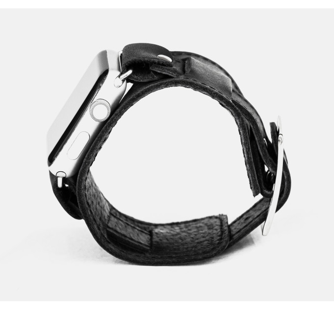 Leather cuff band compatible with Apple watch 38mm 40mm 41mm 42mm 44mm 45mm 49mm, Handmade UA code 1240st